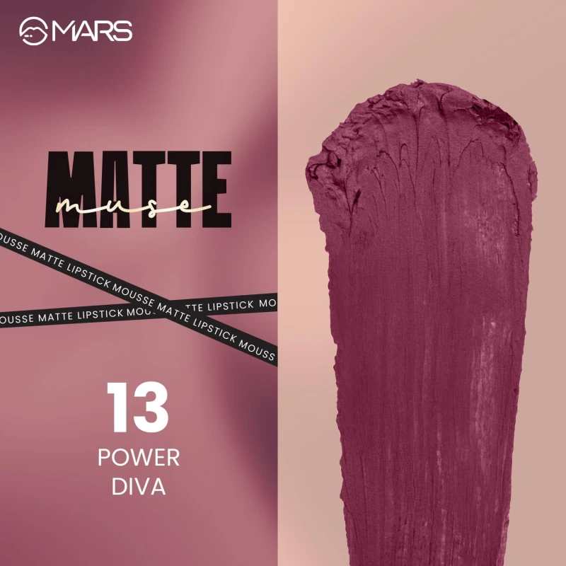 MARS Matte Muse Mousse Lipstick (3ml) (13-POWER DIVA) with Doe-Foot Applicator | Highly Pigmented | Smooth Texture | Hydrating Formula | Blurry Lips Effect thumbnail 4